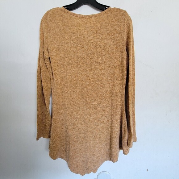 WayTolan Tan Brown V Neck Fuzzy Knit Long Sleeve Pullover Sweater Size Medium - Picture 4 of 10